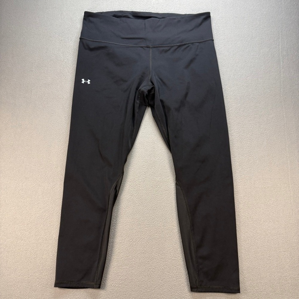 Under Armour Leggings HeatGear Ankle Crop Compression XL Black Mesh Gym Workout